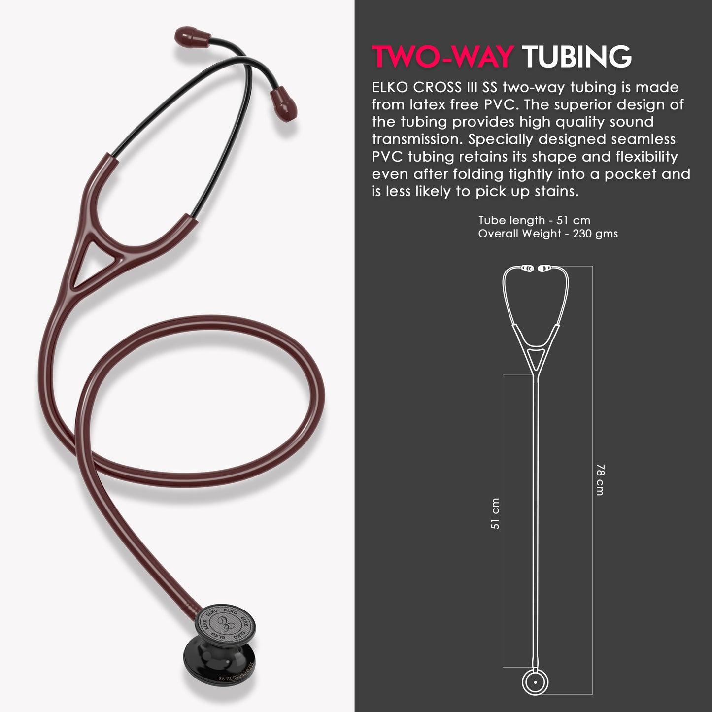 ELKO CROSS III SS Stainless Steel Stethoscope - Black Edition