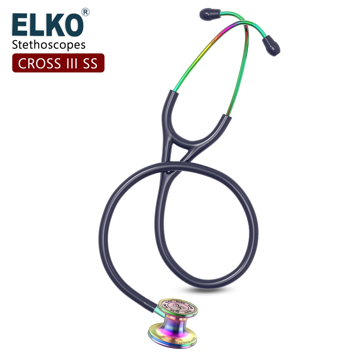 ELKO CROSS III SS Stainless Steel Stethoscope - Rainbow