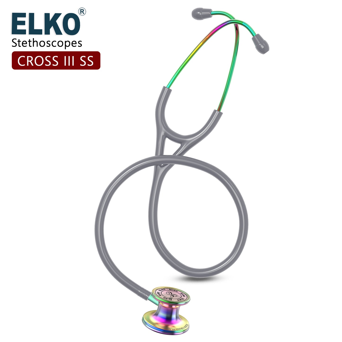 ELKO CROSS III SS Stainless Steel Stethoscope - Rainbow