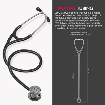 ELKO CROSS III SS Stainless Steel Stethoscope - Smoke Grey