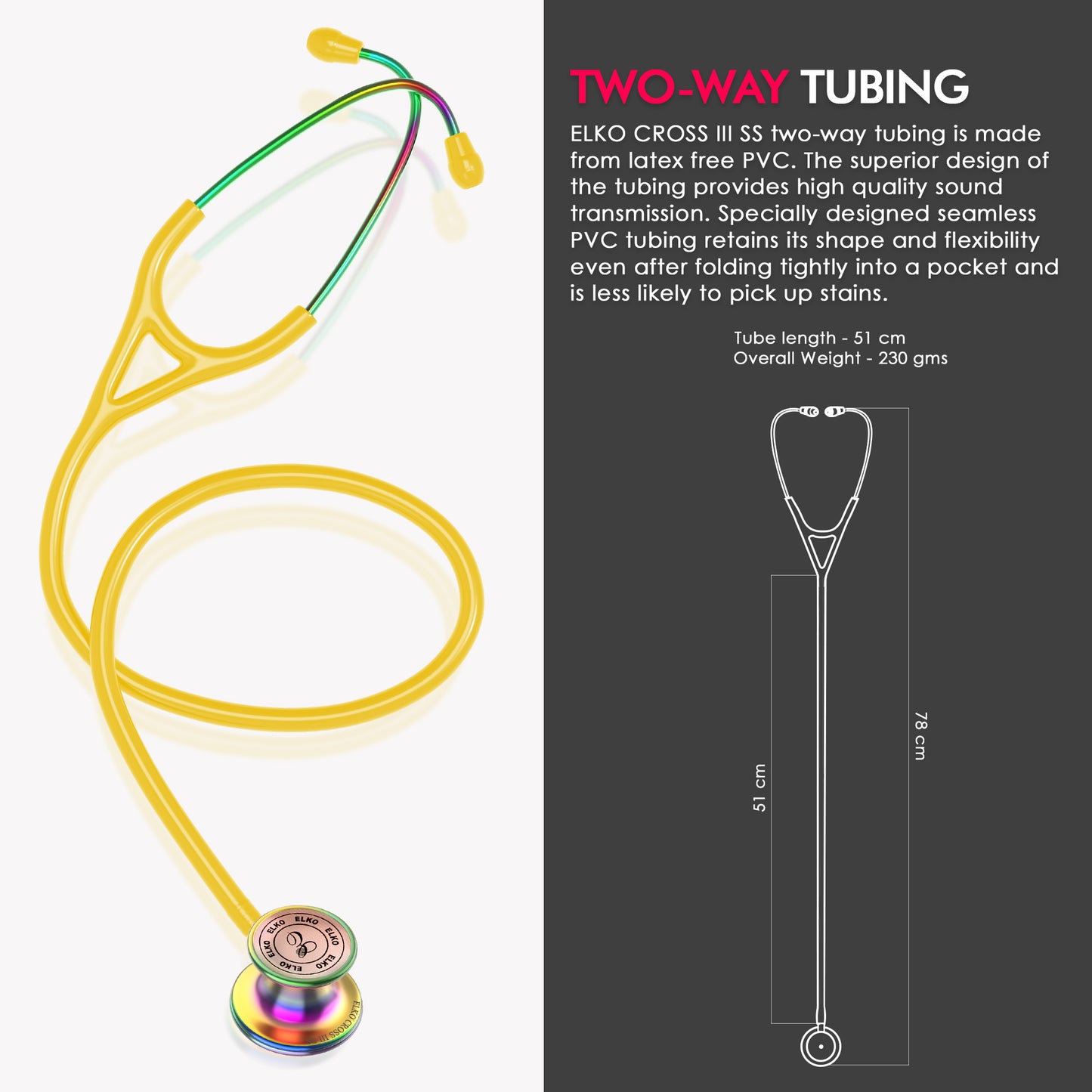 ELKO CROSS III SS Stainless Steel Stethoscope - Rainbow