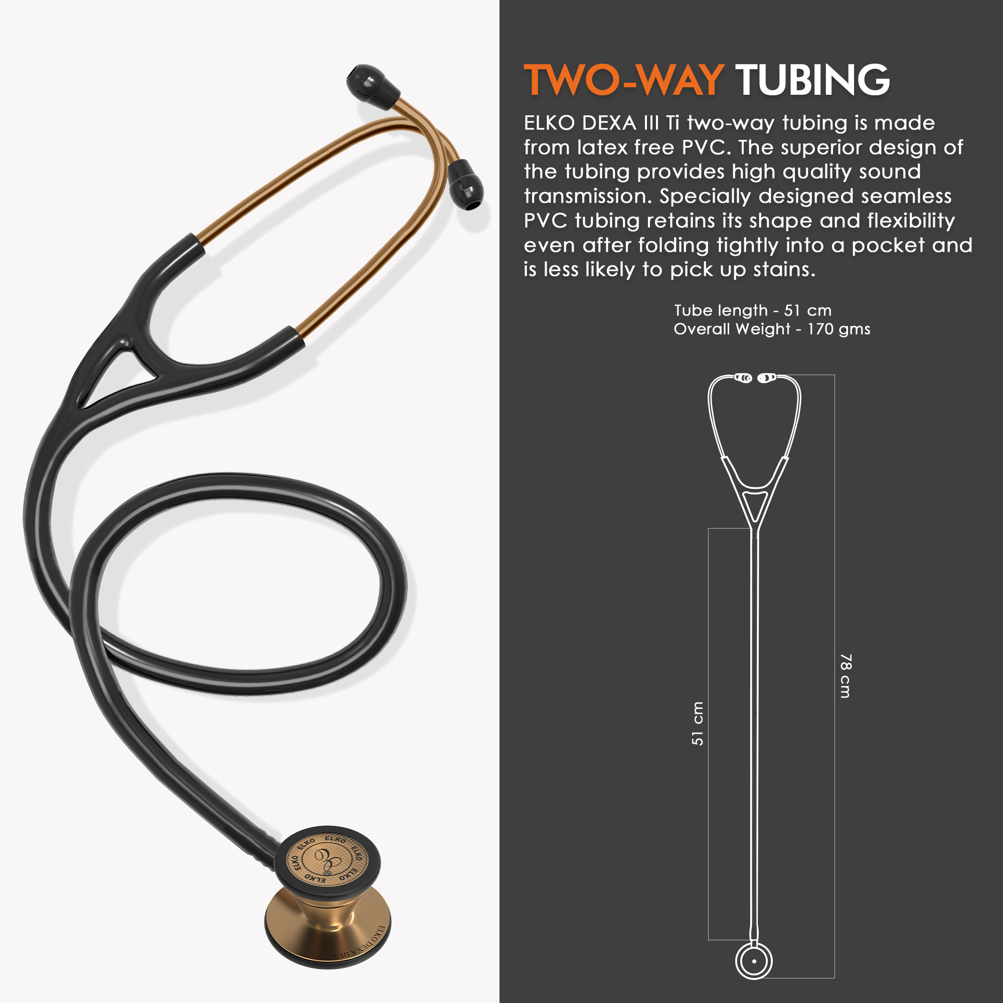 ELKO DEXA III Ti Titanium Stethoscope - Rose Gold