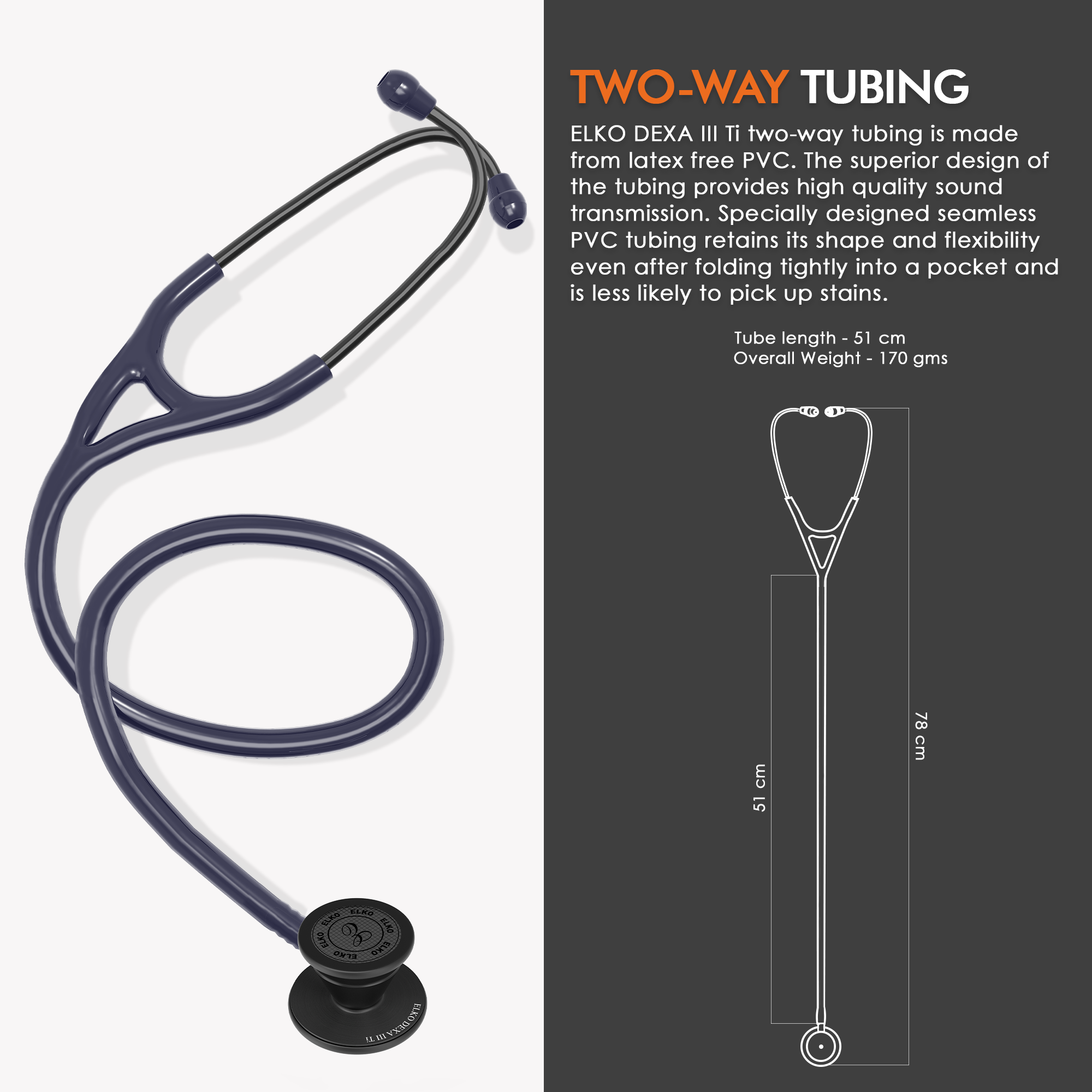 ELKO DEXA III Ti Titanium Stethoscope - Black Edition