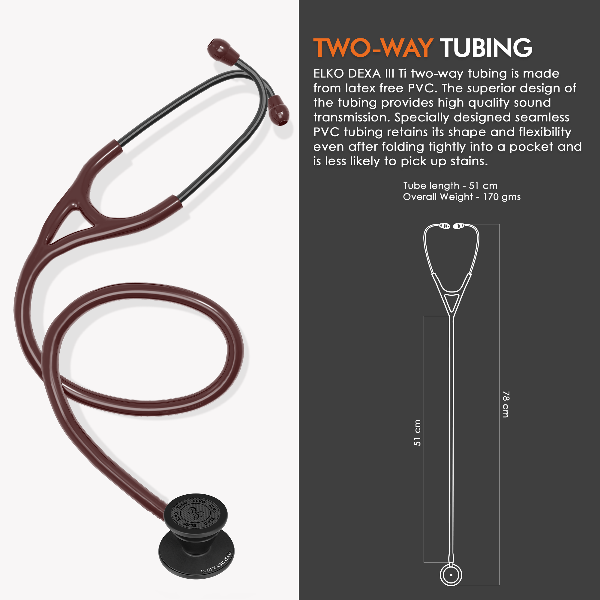ELKO DEXA III Ti Titanium Stethoscope - Black Edition
