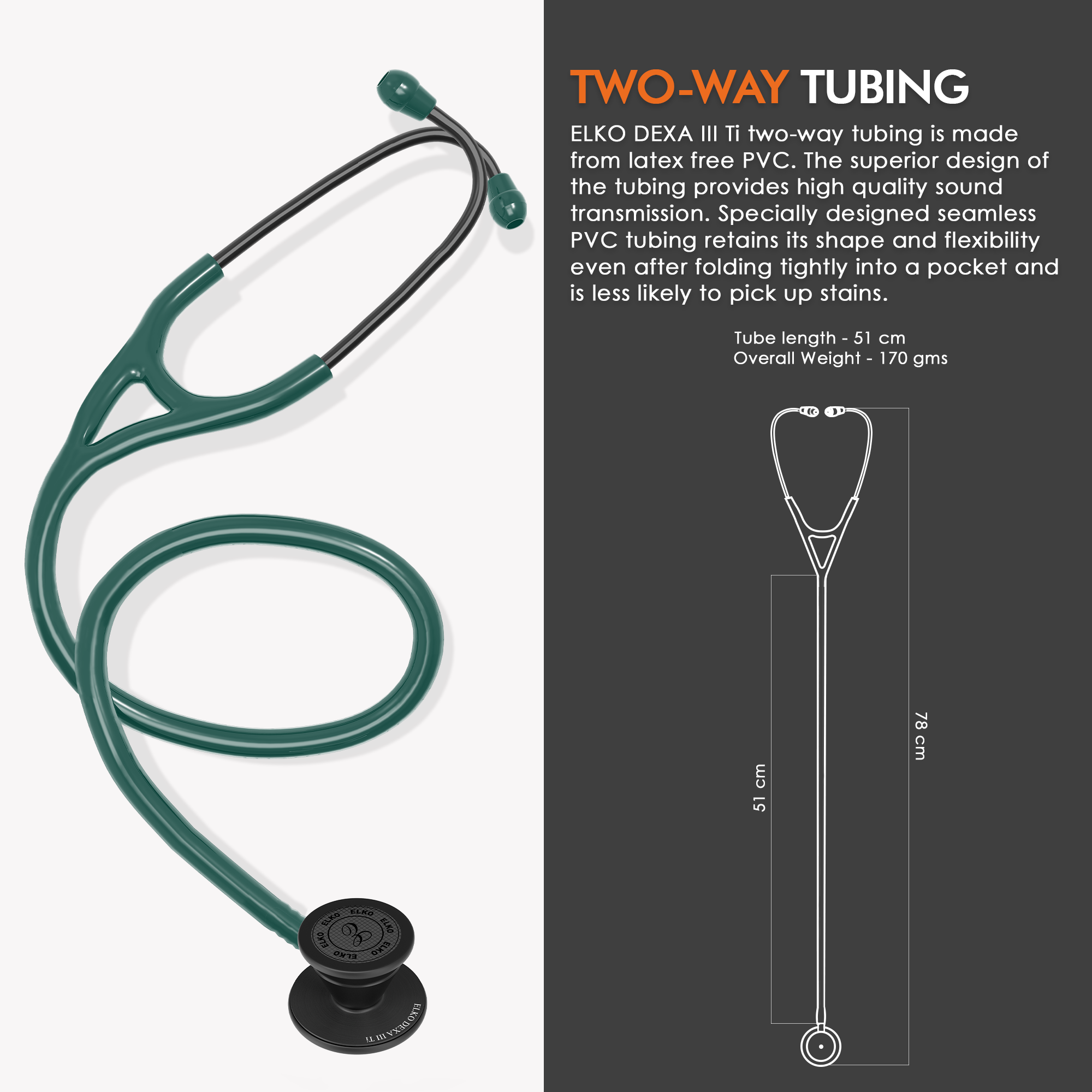 ELKO DEXA III Ti Titanium Stethoscope - Black Edition