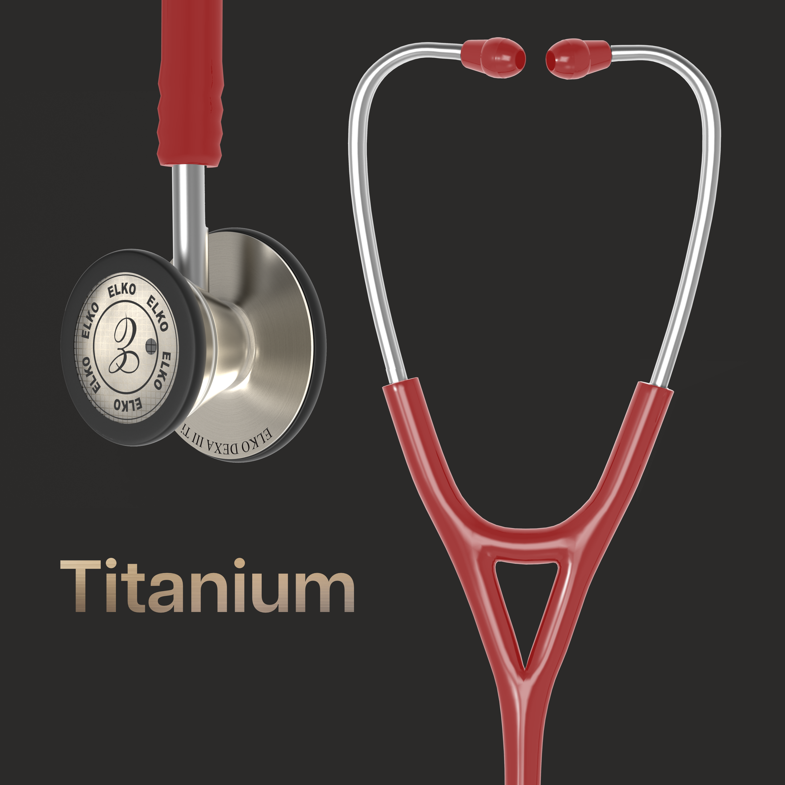 ELKO DEXA III Ti Titanium Stethoscope - Natural Titanium