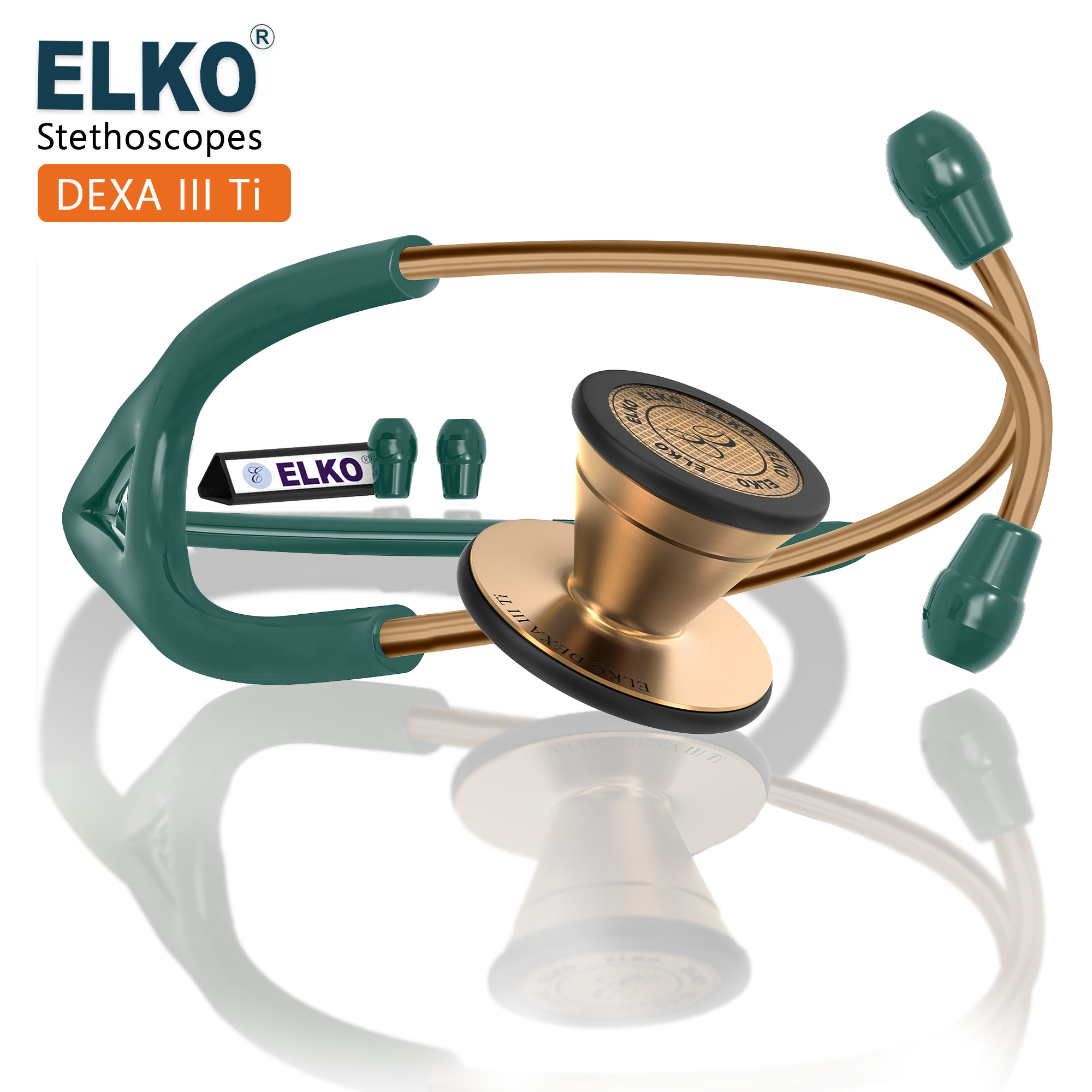 ELKO DEXA III Ti Titanium Stethoscope - Rose Gold