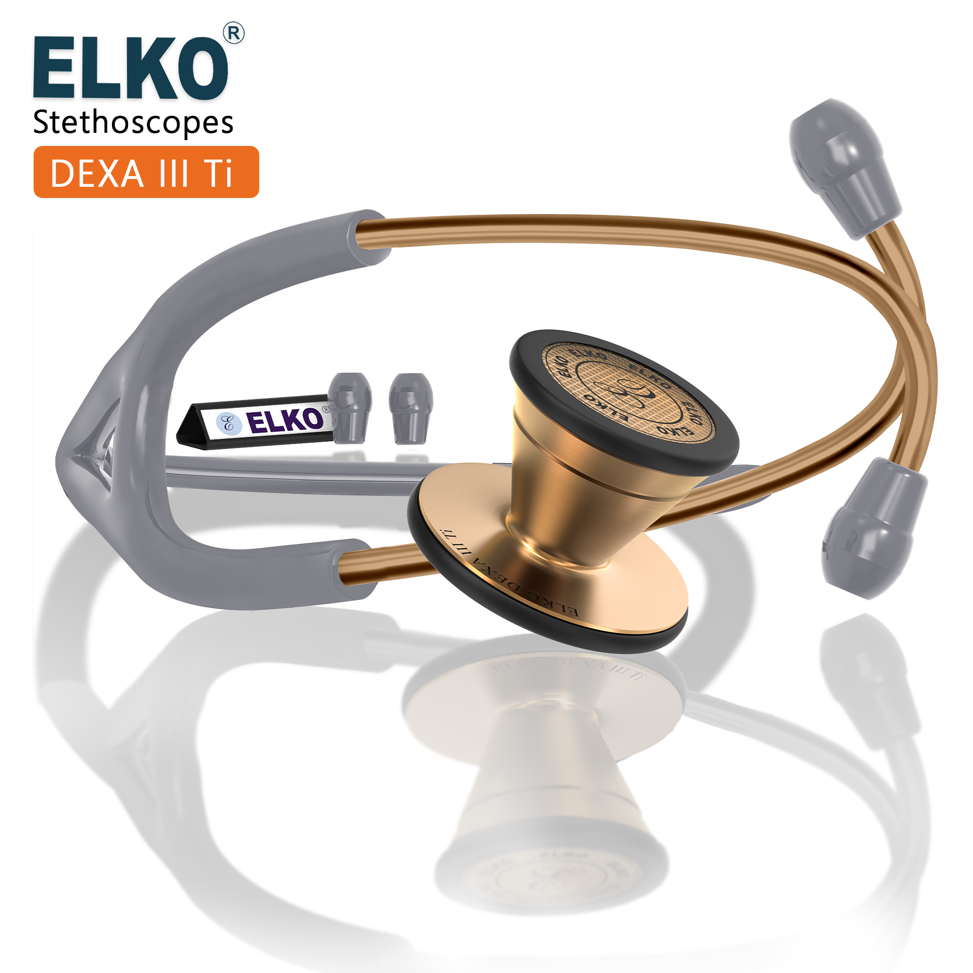 ELKO DEXA III Ti Titanium Stethoscope - Rose Gold