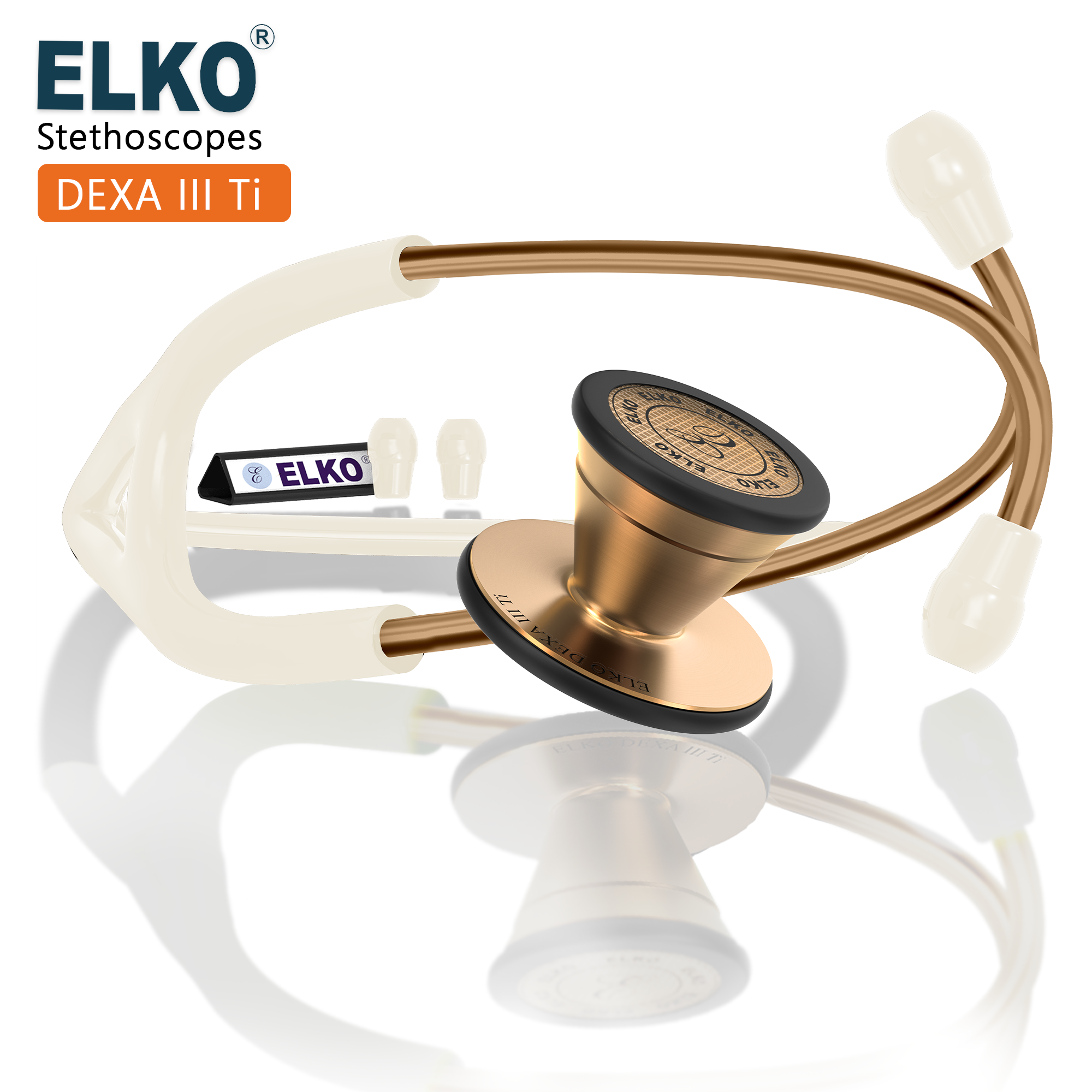ELKO DEXA III Ti Titanium Stethoscope - Rose Gold