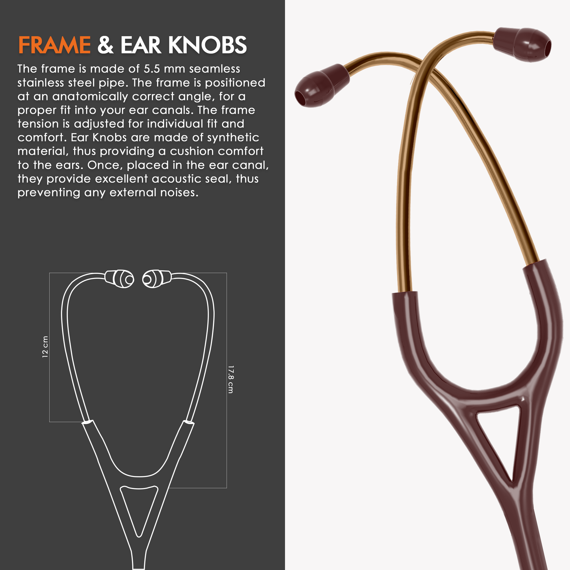 ELKO DEXA III Ti Titanium Stethoscope - Rose Gold