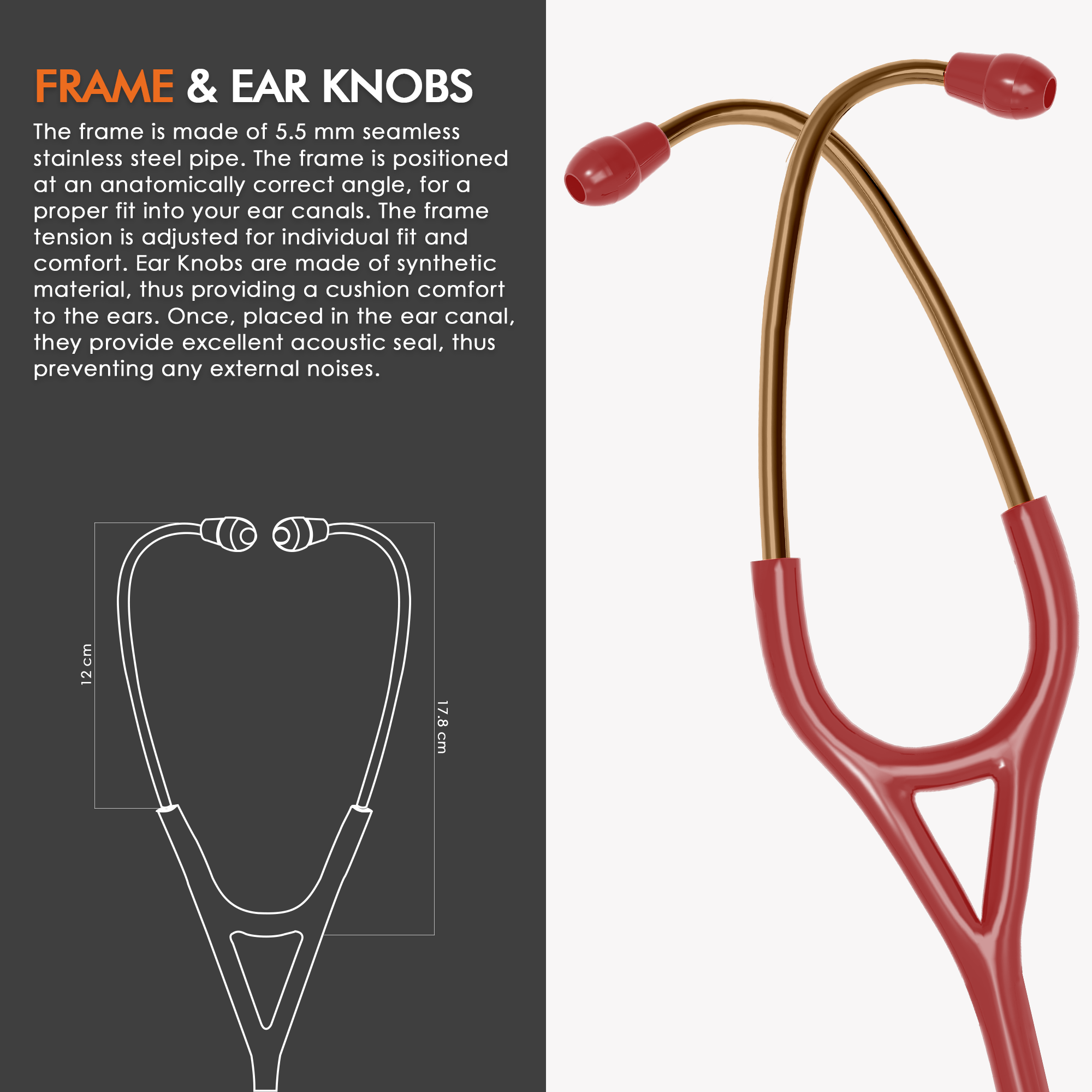 ELKO DEXA III Ti Titanium Stethoscope - Rose Gold