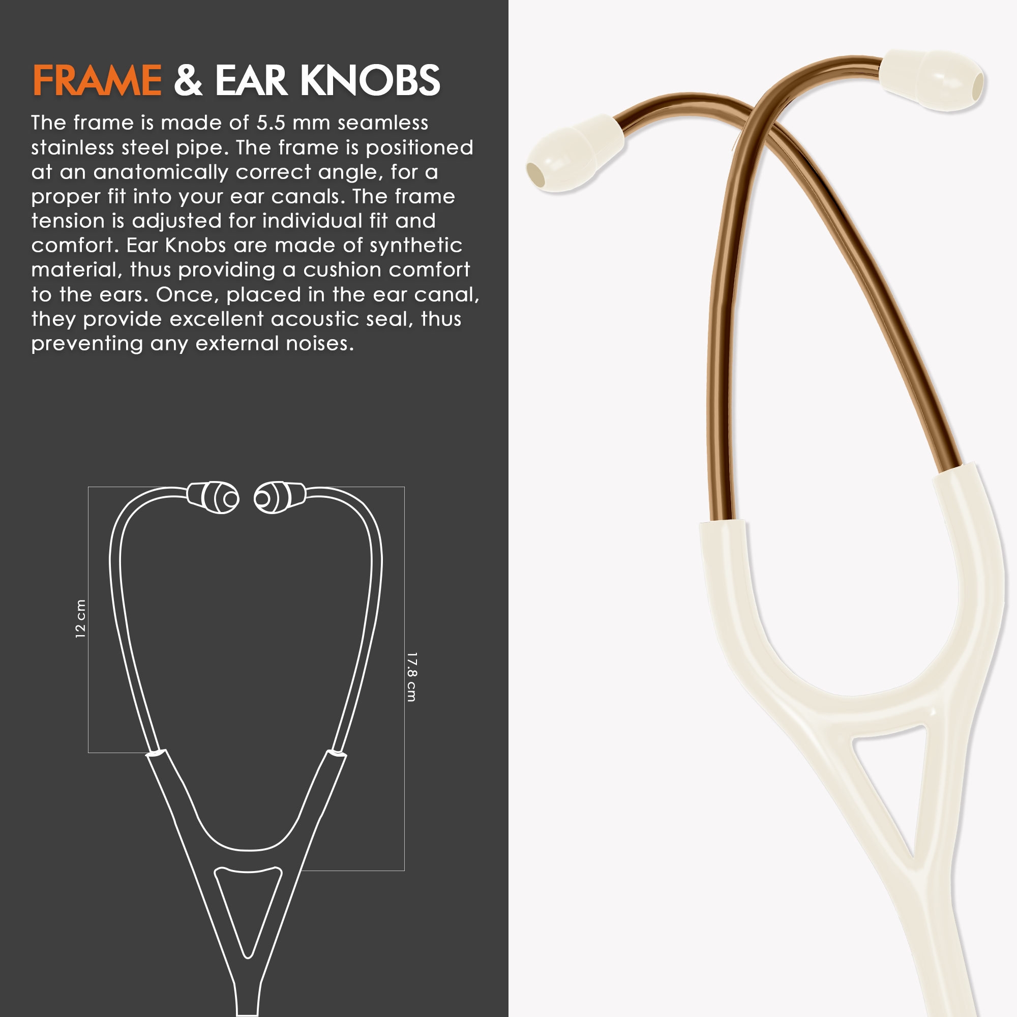 ELKO DEXA III Ti Titanium Stethoscope - Rose Gold