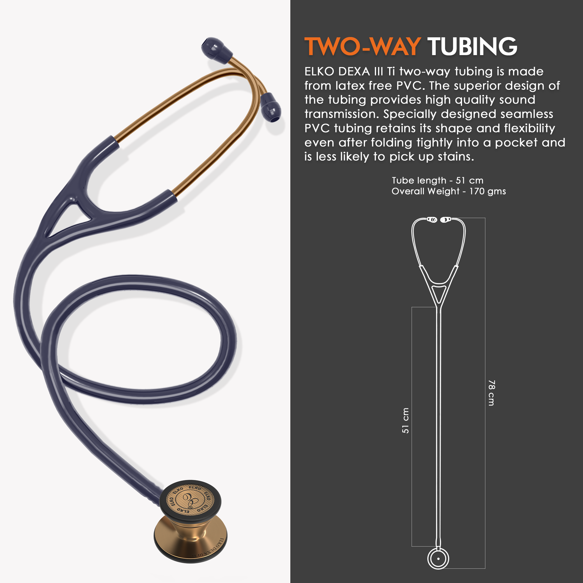 ELKO DEXA III Ti Titanium Stethoscope - Rose Gold
