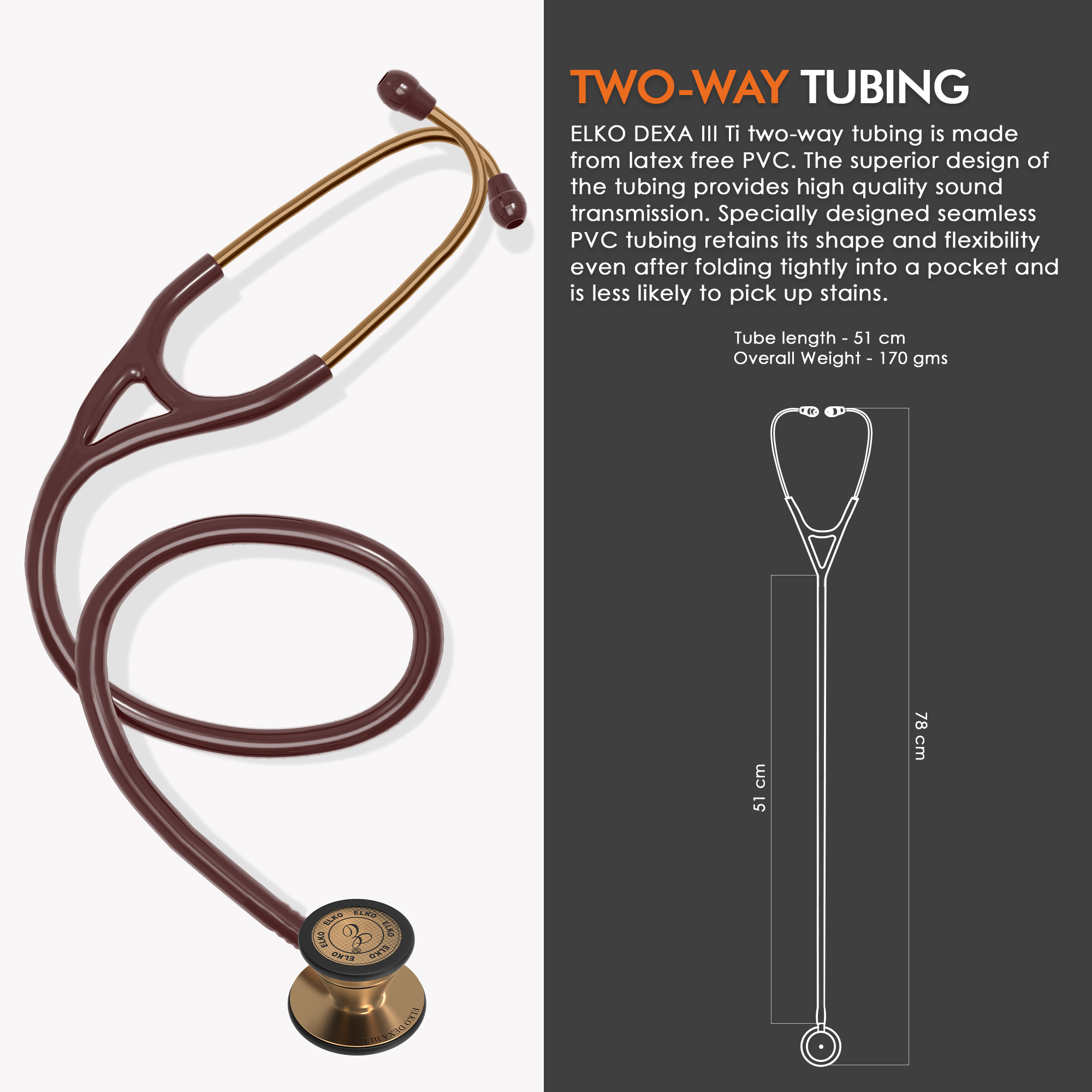 ELKO DEXA III Ti Titanium Stethoscope - Rose Gold