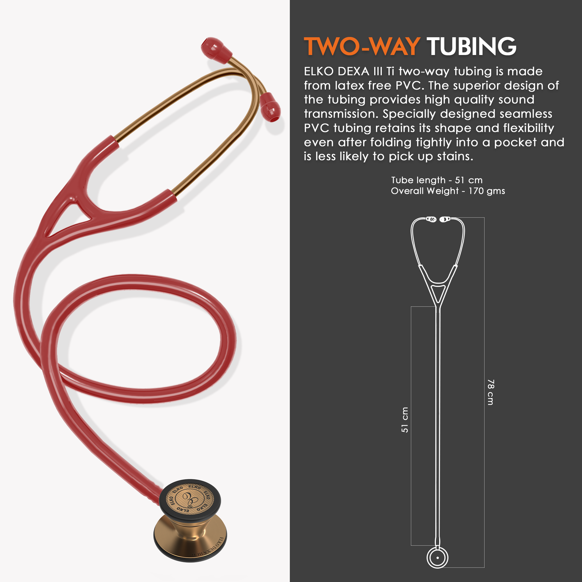 ELKO DEXA III Ti Titanium Stethoscope - Rose Gold