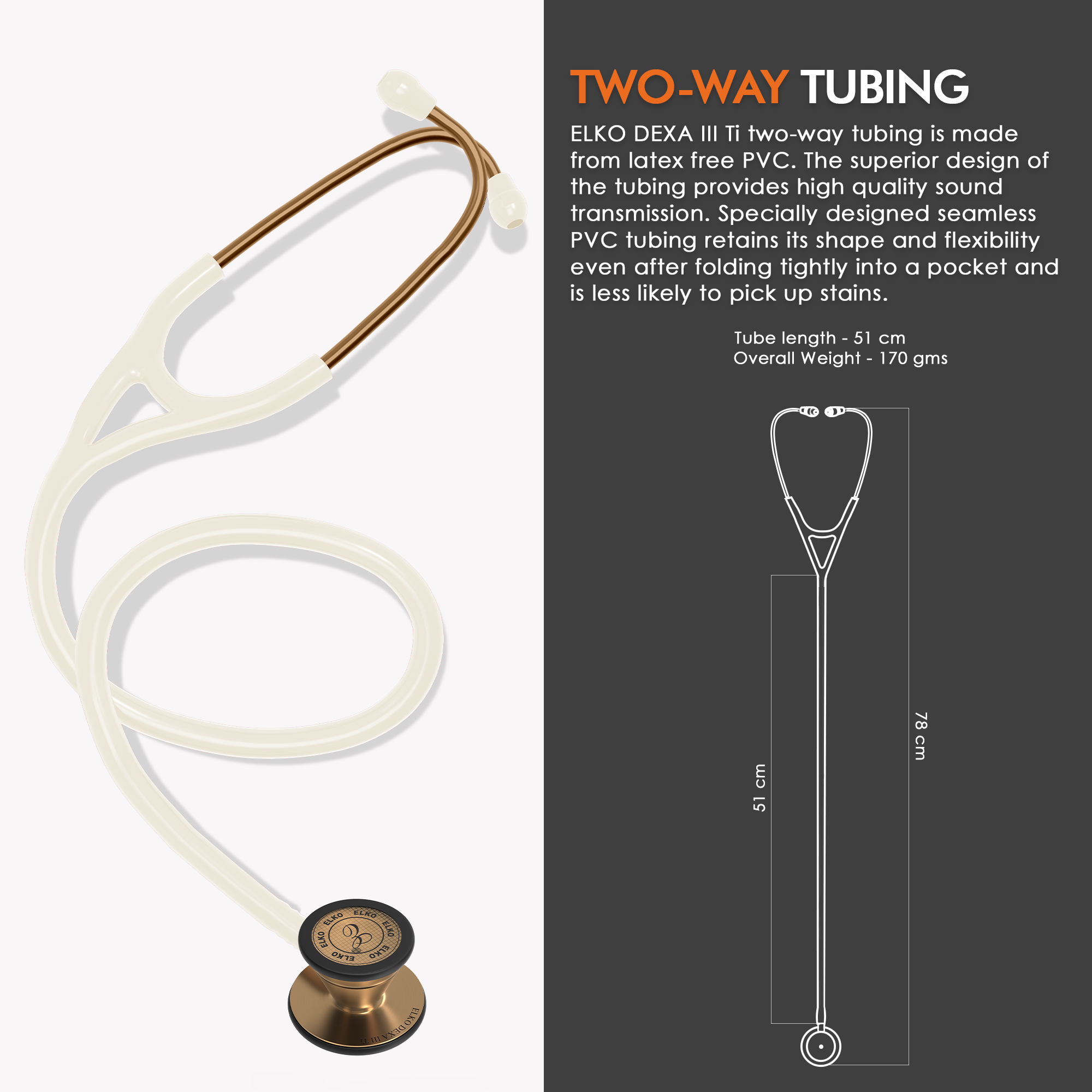 ELKO DEXA III Ti Titanium Stethoscope - Rose Gold