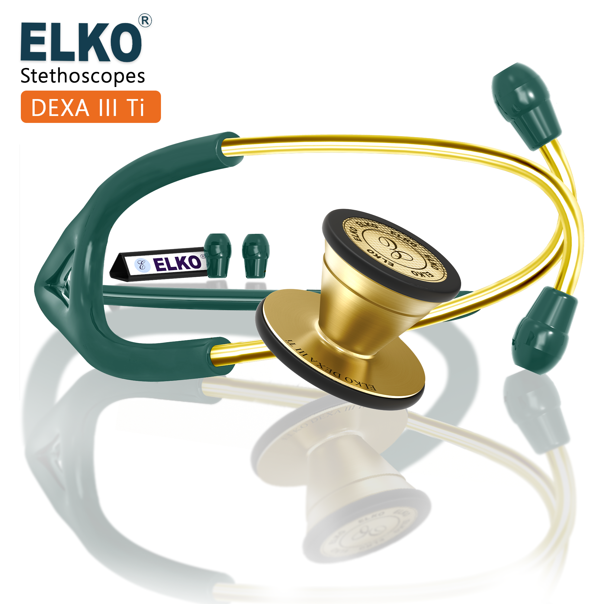 ELKO DEXA III Ti Titanium Stethoscopes- Gold Edition