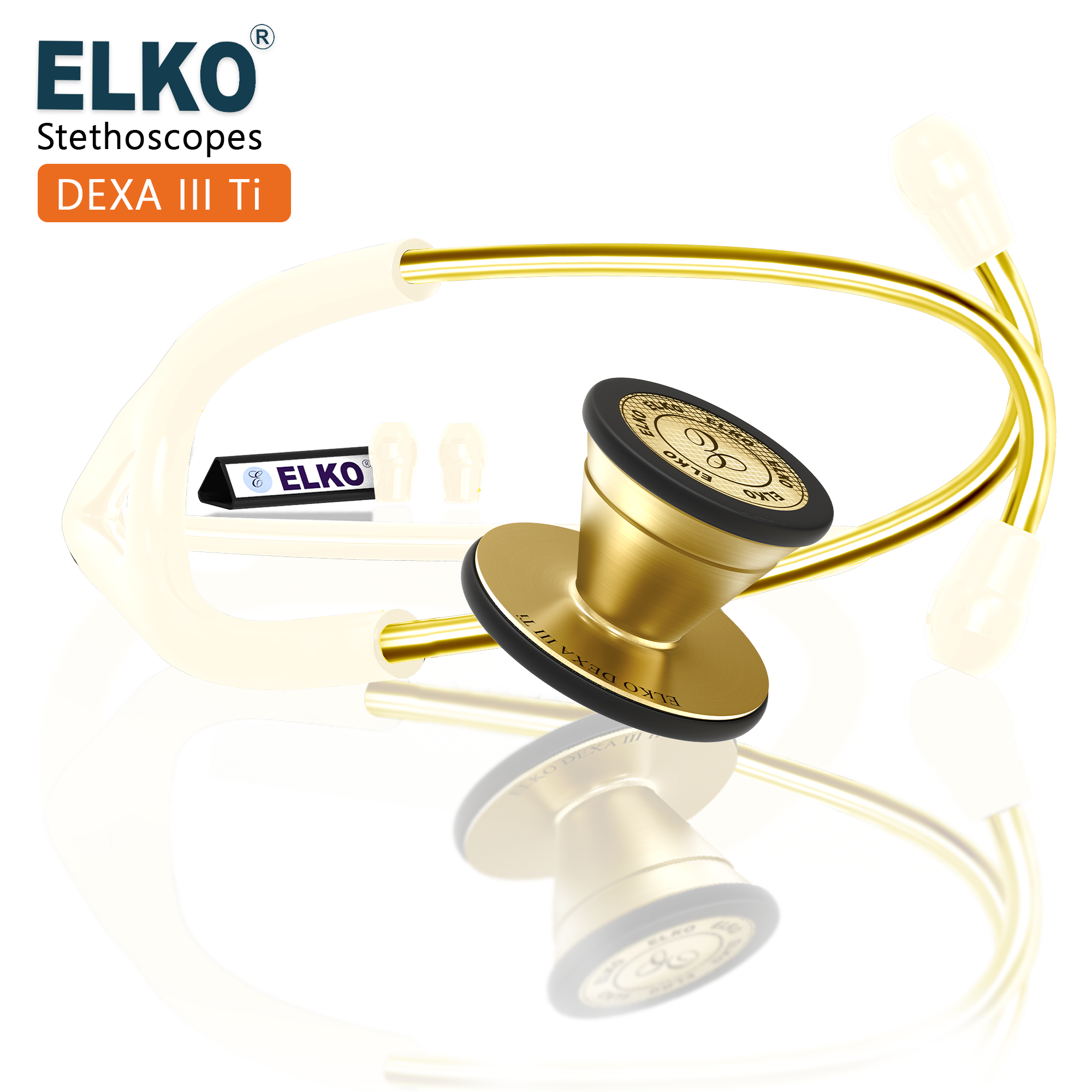 ELKO DEXA III Ti Titanium Stethoscopes- Gold Edition