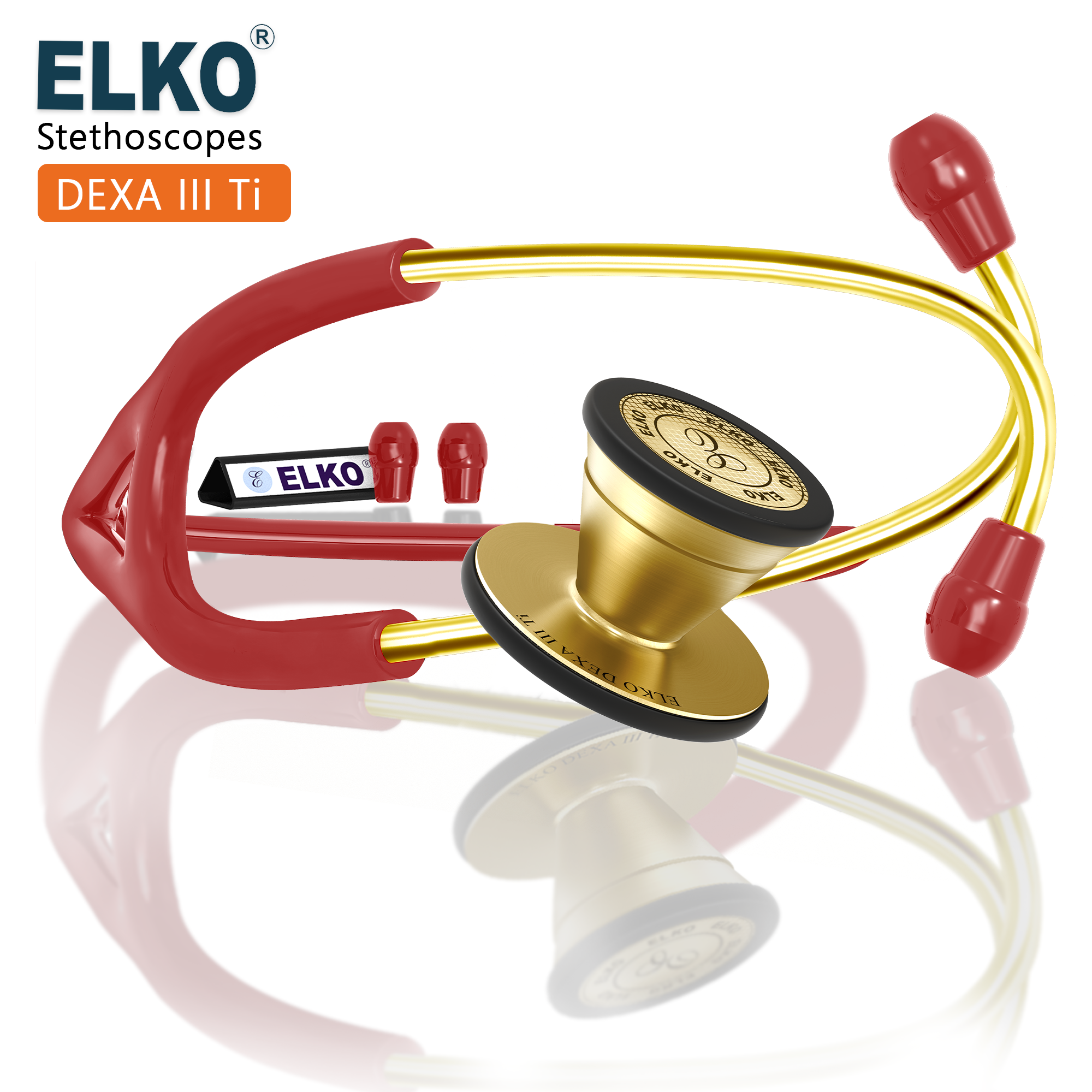 ELKO DEXA III Ti Titanium Stethoscopes- Gold Edition