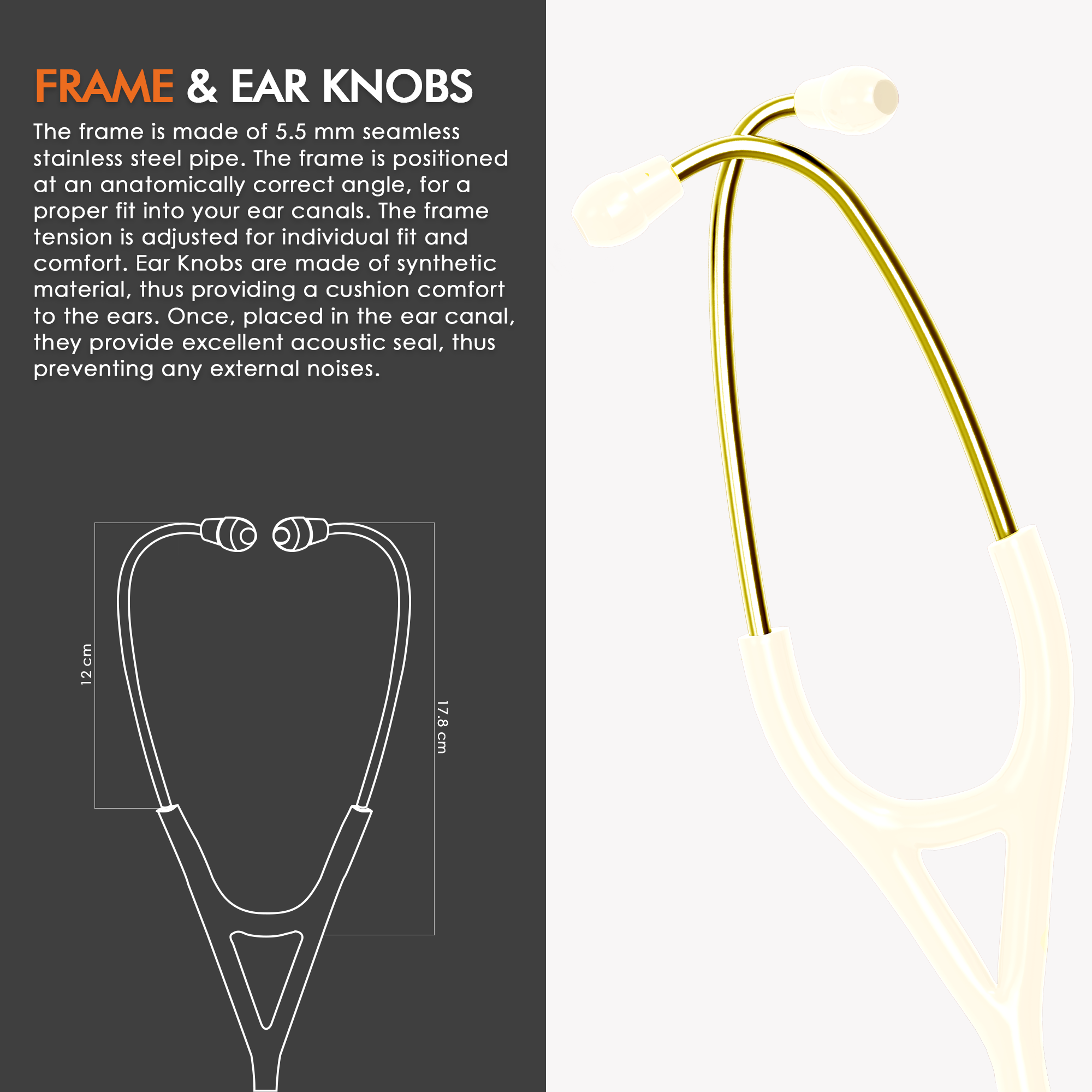 ELKO DEXA III Ti Titanium Stethoscopes- Gold Edition