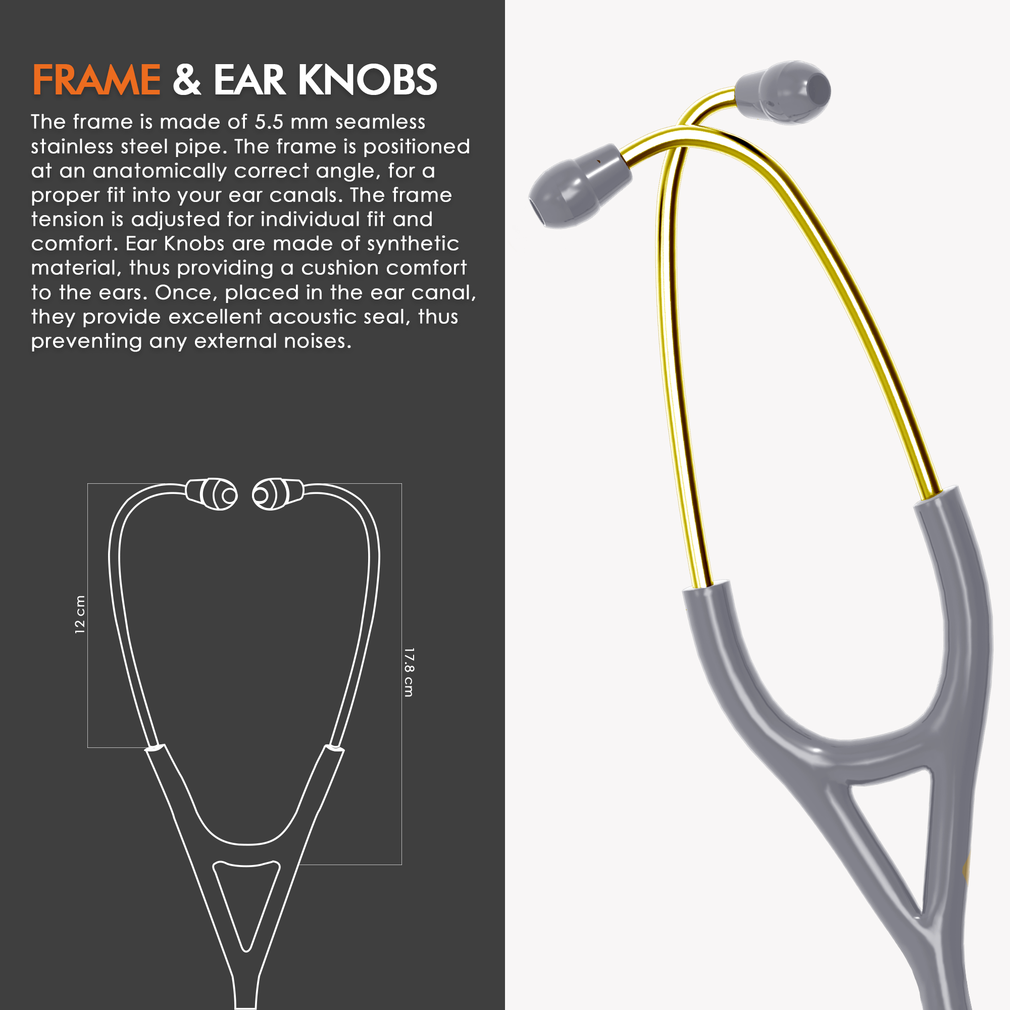 ELKO DEXA III Ti Titanium Stethoscopes- Gold Edition