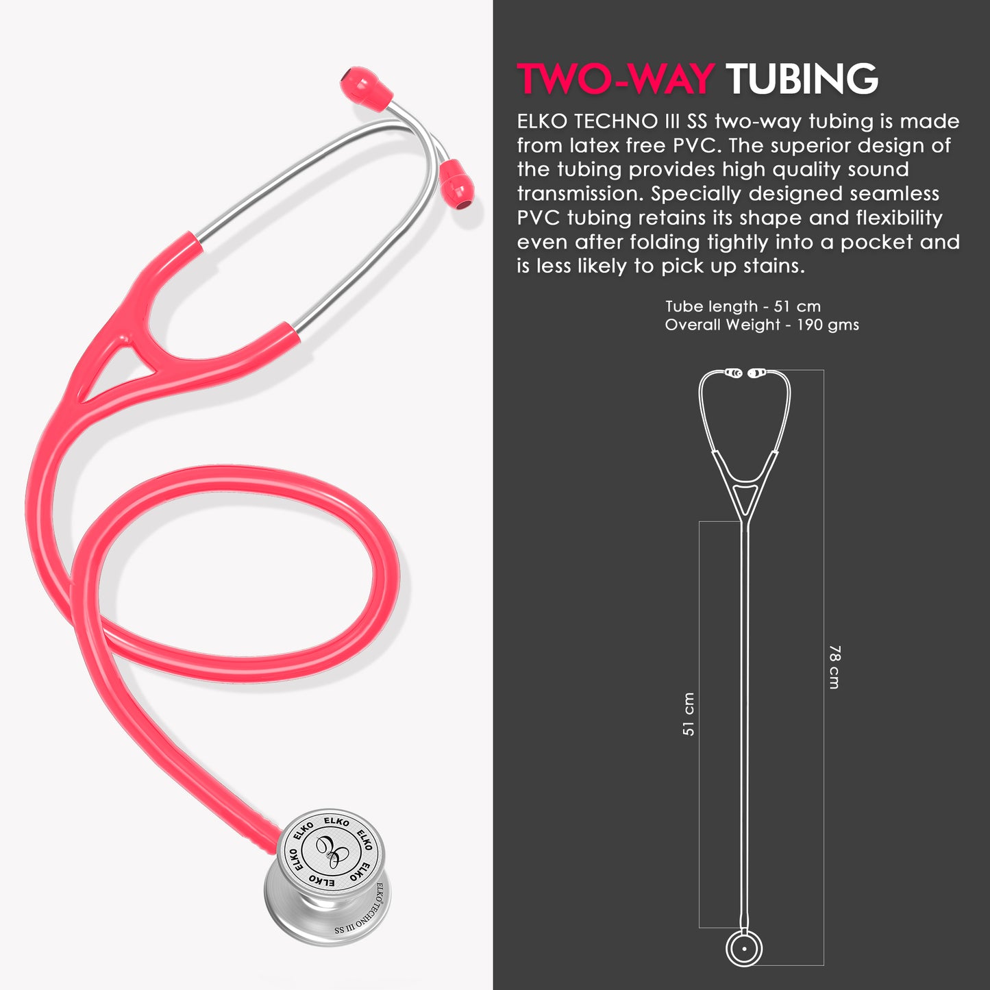 ELKO TECHNO III SS Stainless Steel Stethoscope